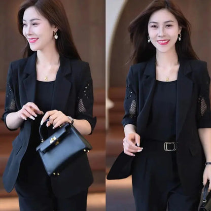 Nice Gift-Woman's Fashionable And Slim Blazer 3-piece Suit Set spiyle