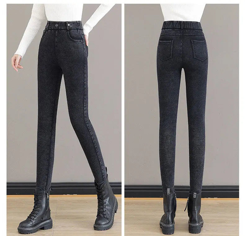 Women's High Waist Slim Stretch Warm Skinny Jeans spiyle