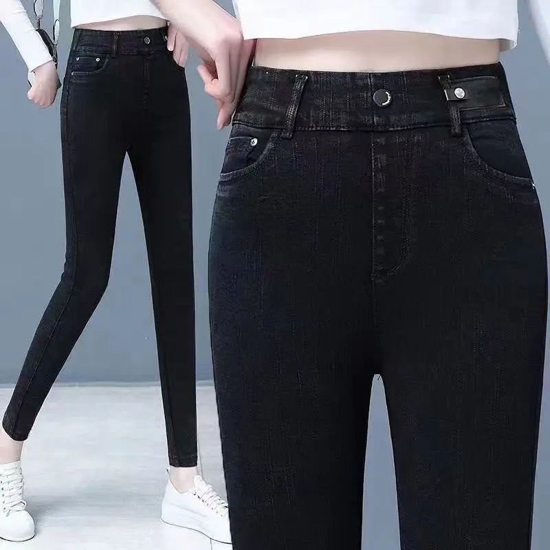 Women's High Waist Slim Stretch Warm Skinny Jeans spiyle