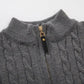 Men's Ribbed Half Zipper Closure Knit Shirt spiyle