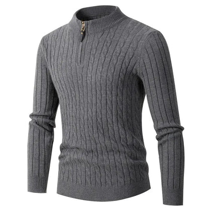 Men's Ribbed Half Zipper Closure Knit Shirt spiyle