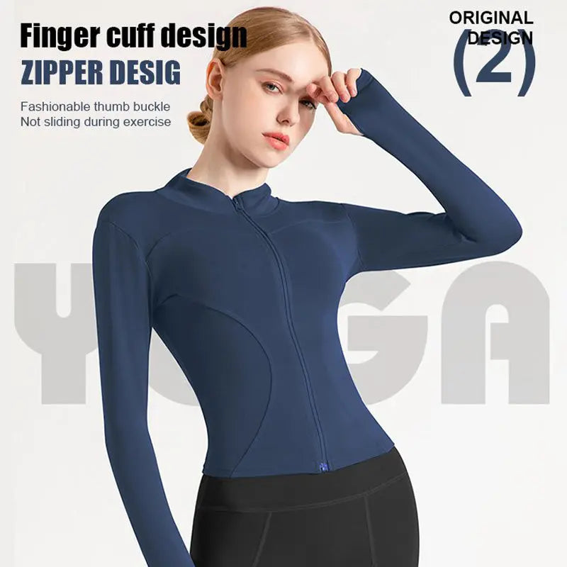 New Stand-Up Neck Covering Yoga Coat for Women spiyle