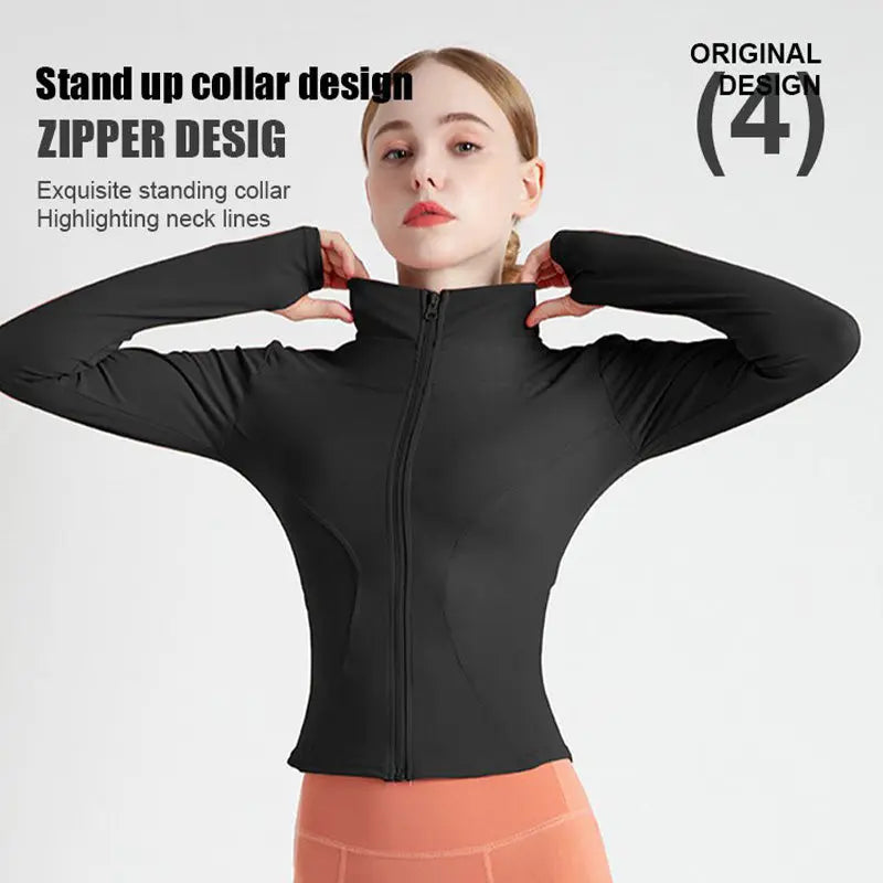 New Stand-Up Neck Covering Yoga Coat for Women spiyle