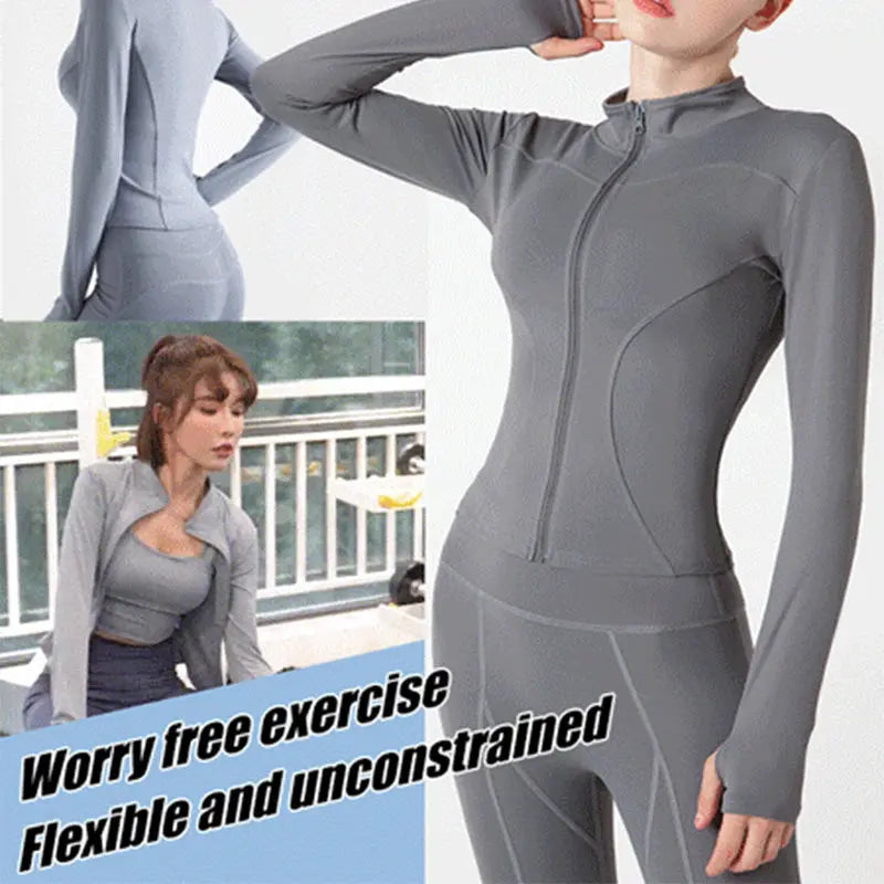 New Stand-Up Neck Covering Yoga Coat for Women spiyle