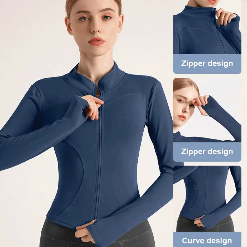 New Stand-Up Neck Covering Yoga Coat for Women spiyle