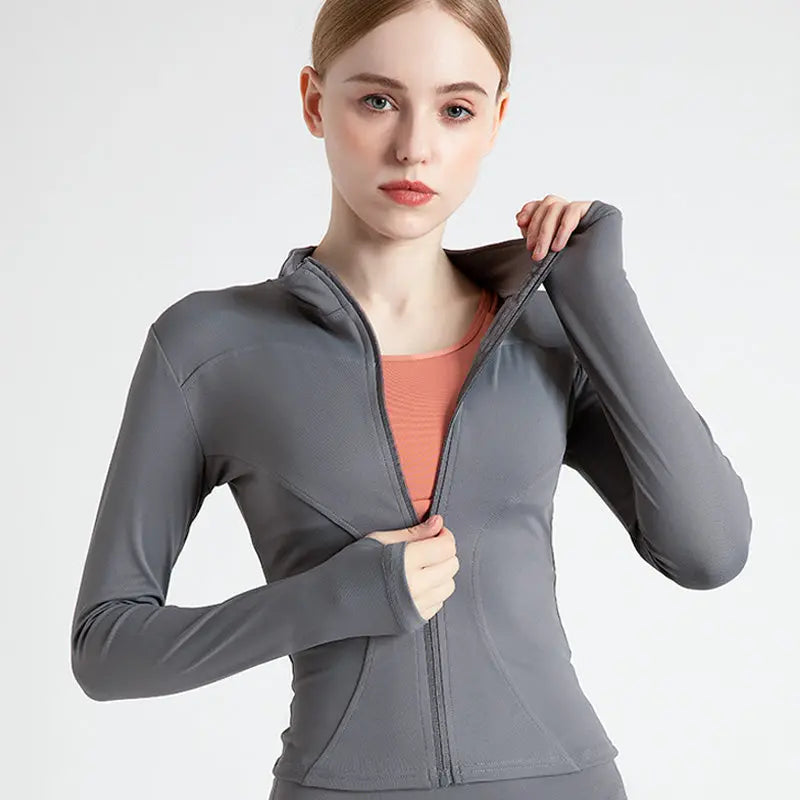 New Stand-Up Neck Covering Yoga Coat for Women spiyle