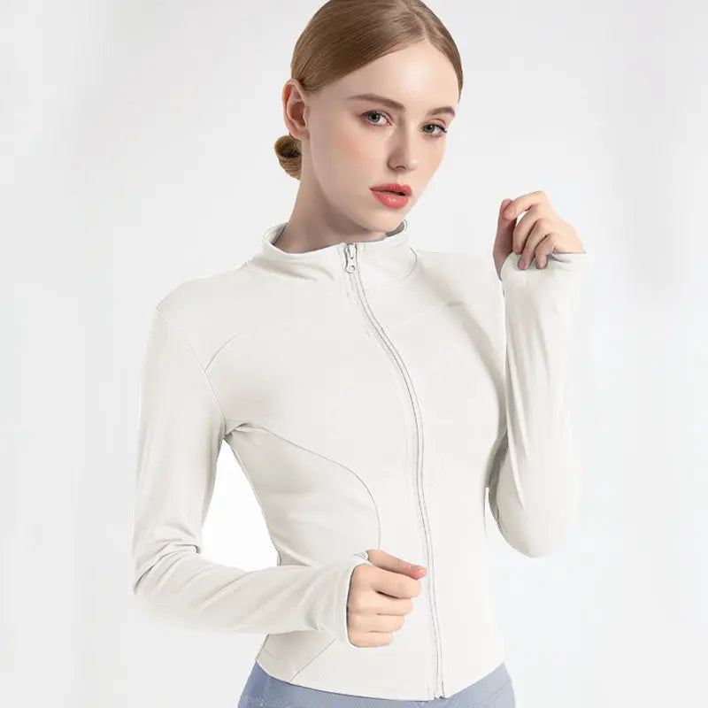 New Stand-Up Neck Covering Yoga Coat for Women spiyle