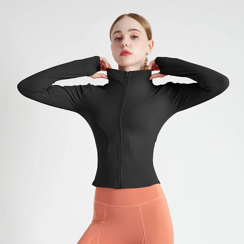 New Stand-Up Neck Covering Yoga Coat for Women spiyle