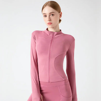 New Stand-Up Neck Covering Yoga Coat for Women spiyle