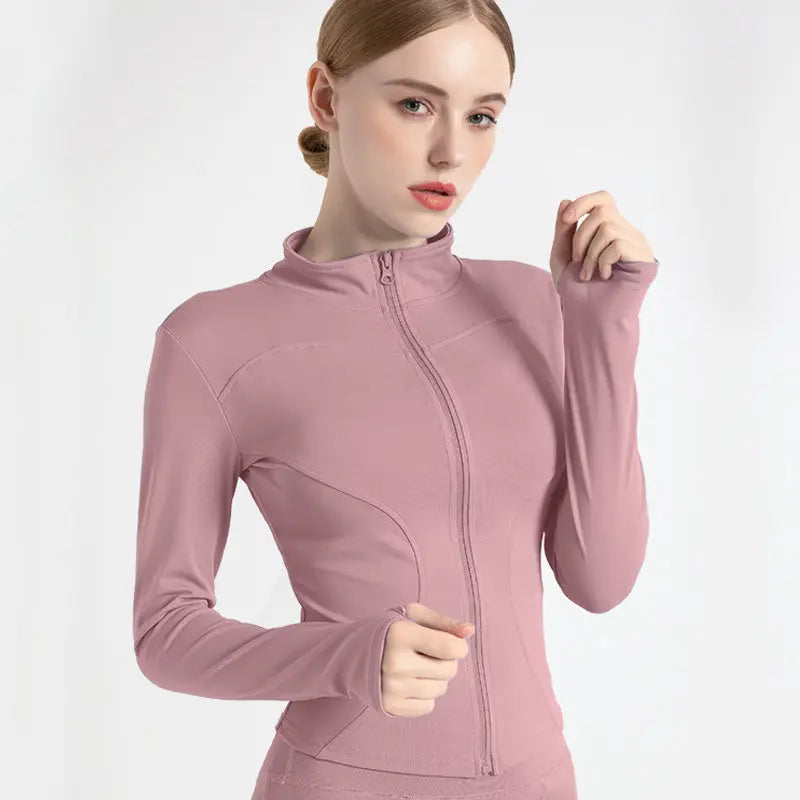 New Stand-Up Neck Covering Yoga Coat for Women spiyle