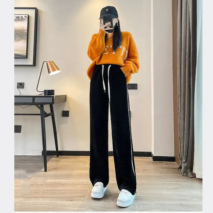 Women’s Chenille Fabric Wide-Legged Pants spiyle