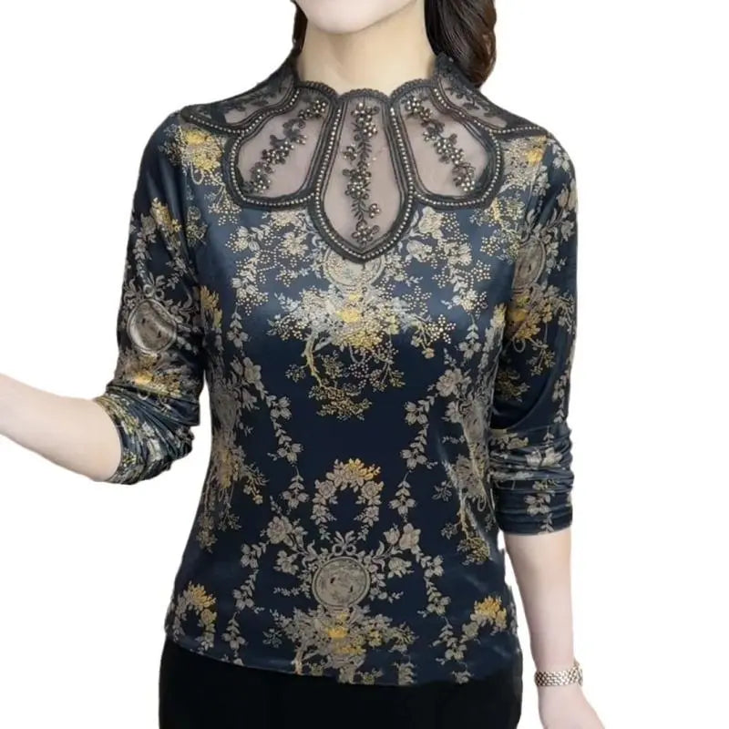 🔥Last Day Sale 50%🔥Women's Elegant Patchwork Print Bottoming Top spiyle