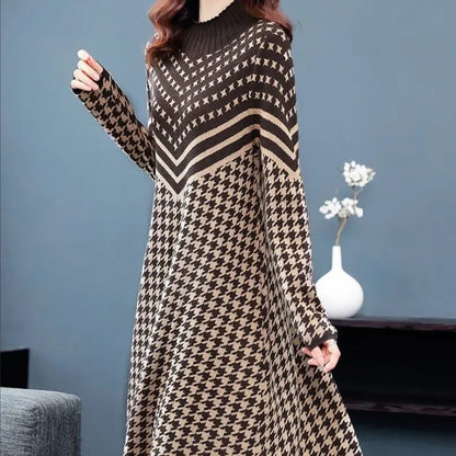 Printed Plaid Knit Dress spiyle