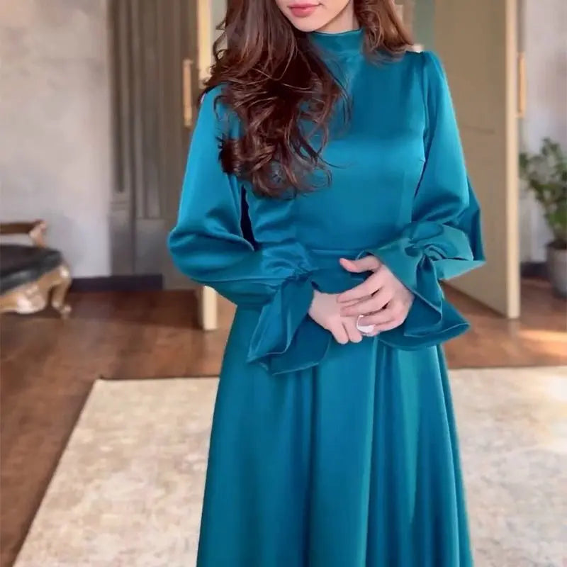 👗Temperament Elegant Ruffled Long Sleeve Dress spiyle