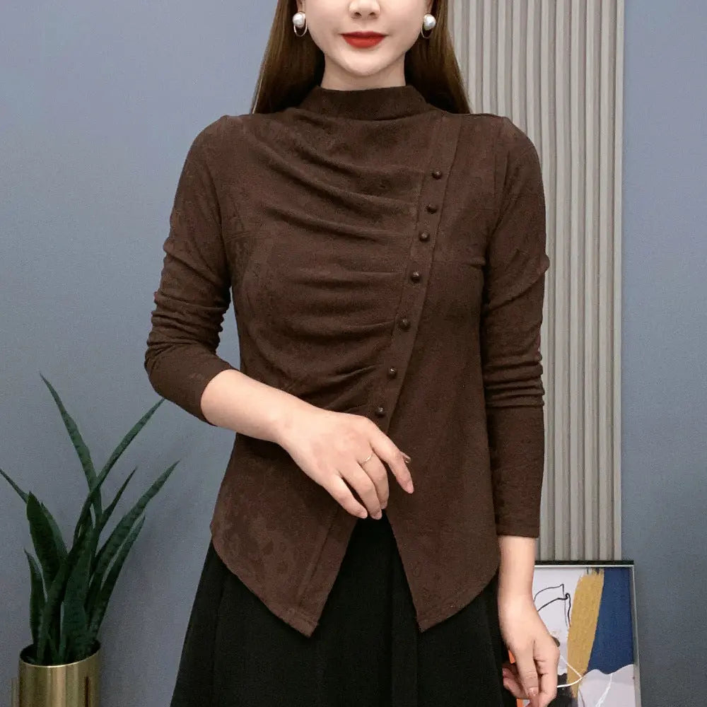 Half High Neck Slim Warm Bottom Shirt spiyle