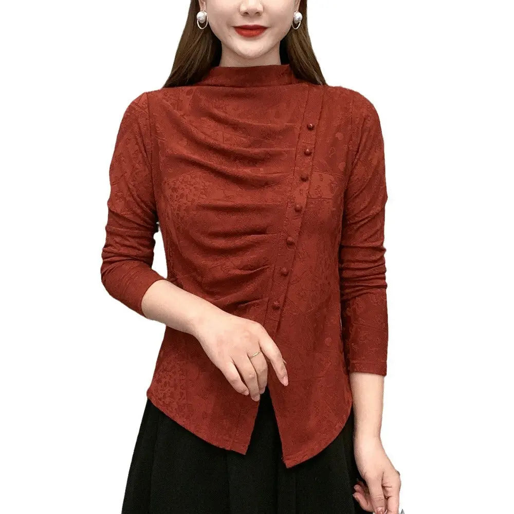 Half High Neck Slim Warm Bottom Shirt spiyle