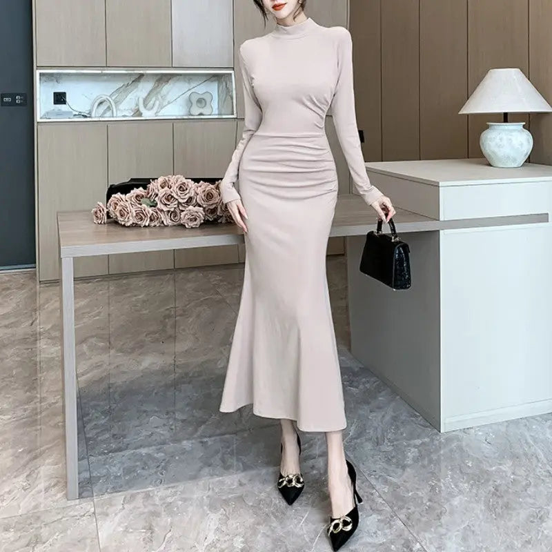 🔥Today's lowest price🔥Women's Thermal Pleated Slim Fit Maxi Dress💖 spiyle