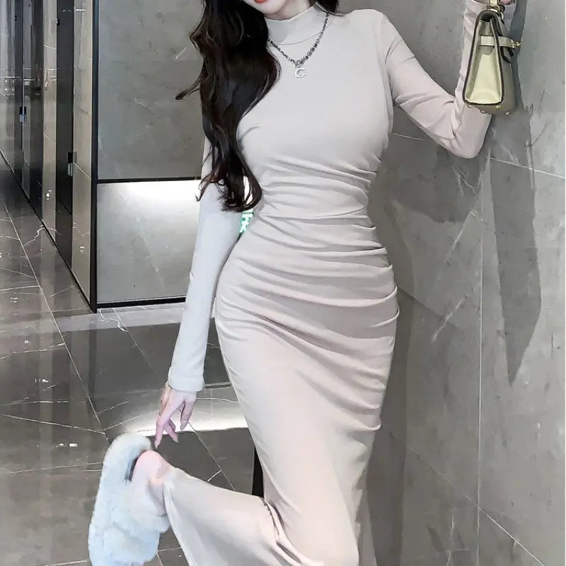 🔥Today's lowest price🔥Women's Thermal Pleated Slim Fit Maxi Dress💖 spiyle