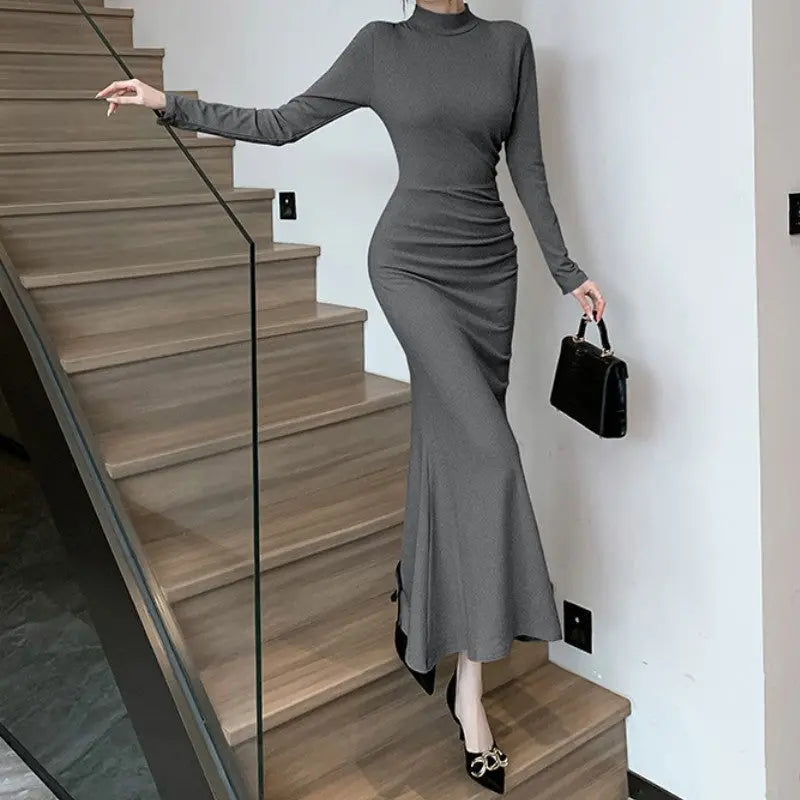 🔥Today's lowest price🔥Women's Thermal Pleated Slim Fit Maxi Dress💖 spiyle