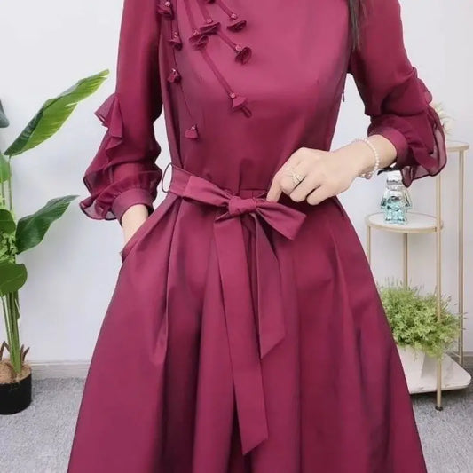 🌺🎉50% discount on new spring products🔥- Exquisite Long Sleeve Tie Waist Dress spiyle