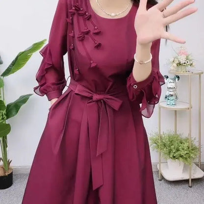🌺🎉50% discount on new spring products🔥- Exquisite Long Sleeve Tie Waist Dress spiyle
