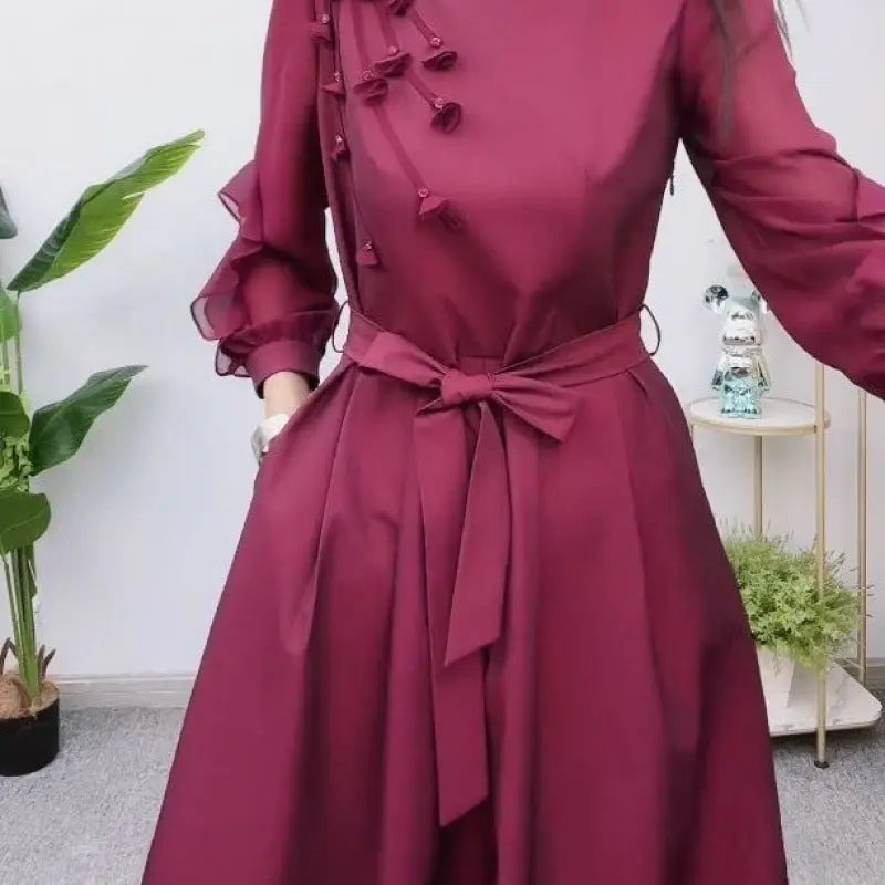 🌺🎉50% discount on new spring products🔥- Exquisite Long Sleeve Tie Waist Dress spiyle