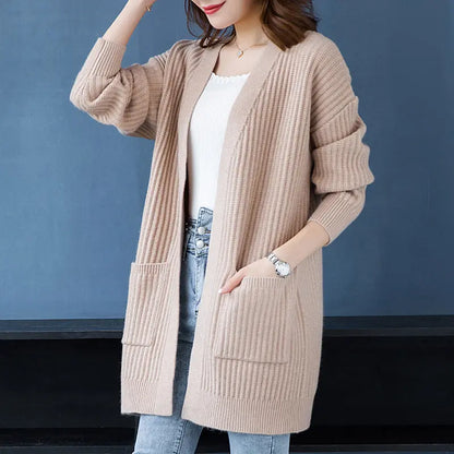 Women's Simple Knitted Long Cardigan spiyle