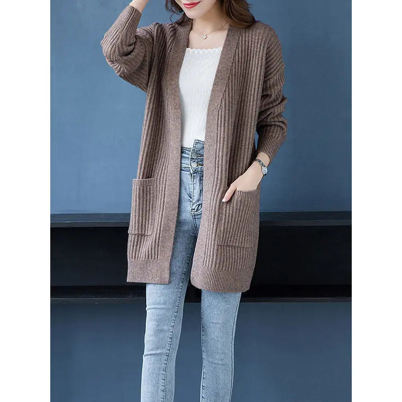 Women's Simple Knitted Long Cardigan spiyle