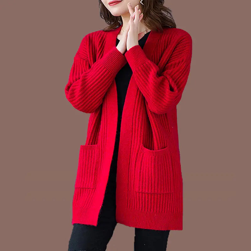 Women's Simple Knitted Long Cardigan spiyle