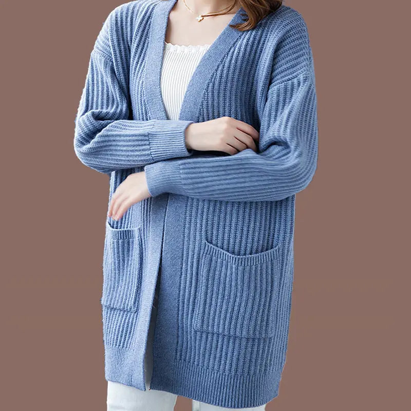 Women's Simple Knitted Long Cardigan spiyle