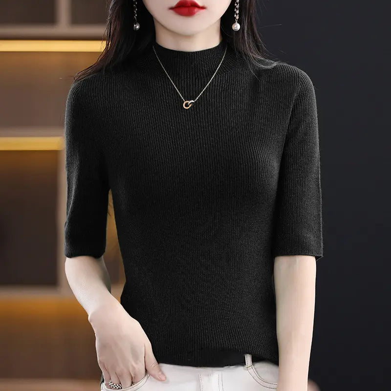 🎉New Product Launch💐– Women’s Half Sleeve Mock Turtleneck Sweater spiyle