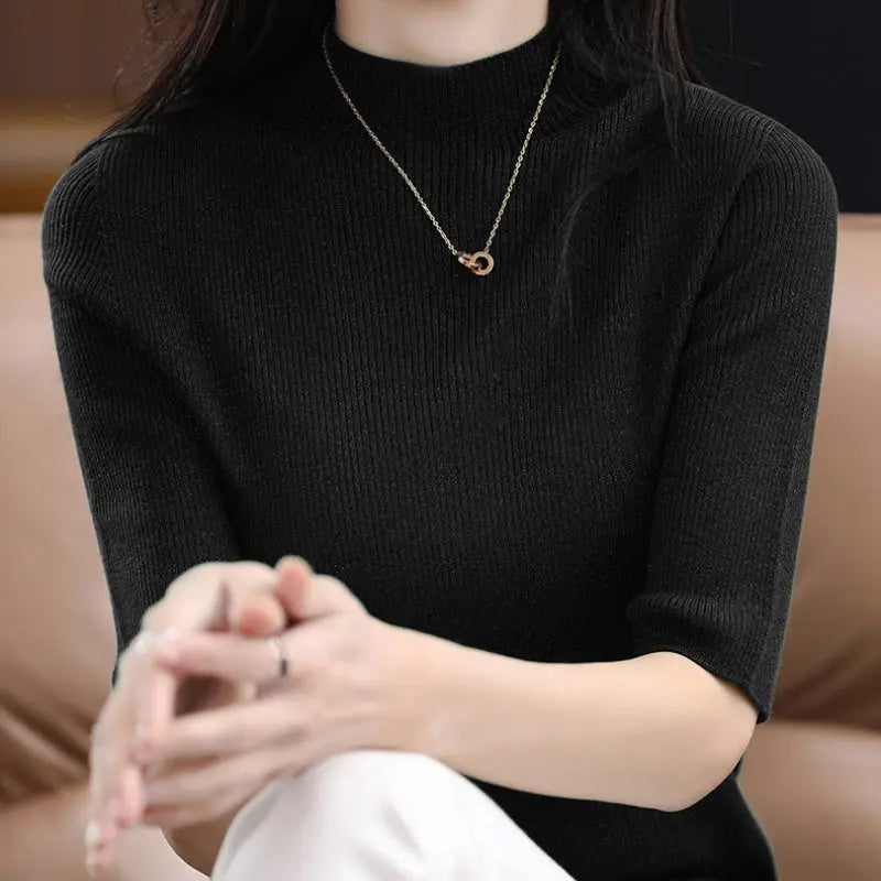 🎉New Product Launch💐– Women’s Half Sleeve Mock Turtleneck Sweater spiyle