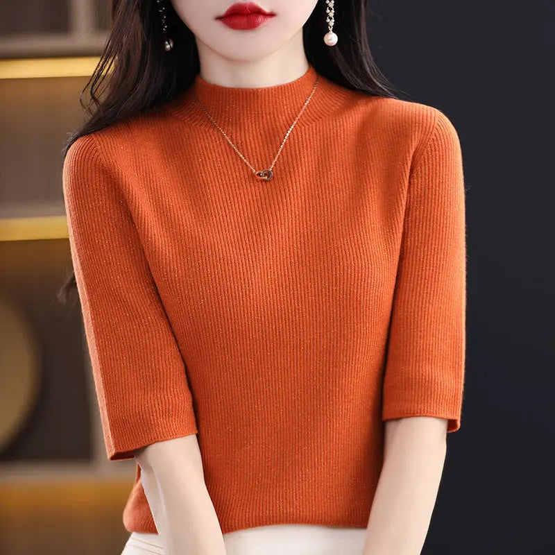 🎉New Product Launch💐– Women’s Half Sleeve Mock Turtleneck Sweater spiyle