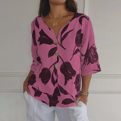 🎉New product launch💐– Women's Linen V-Neck Loose Top (51% OFF) spiyle