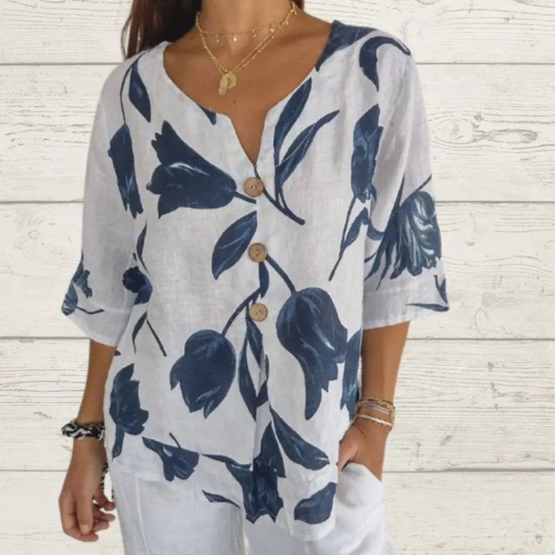 🎉New product launch💐– Women's Linen V-Neck Loose Top (51% OFF) spiyle