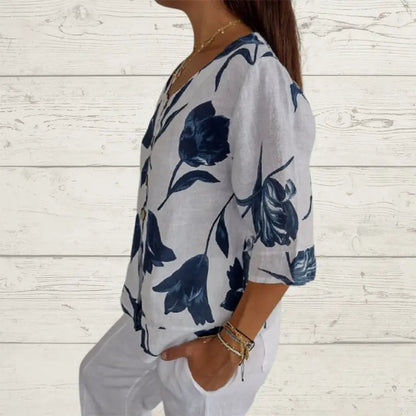 🎉New product launch💐– Women's Linen V-Neck Loose Top (51% OFF) spiyle