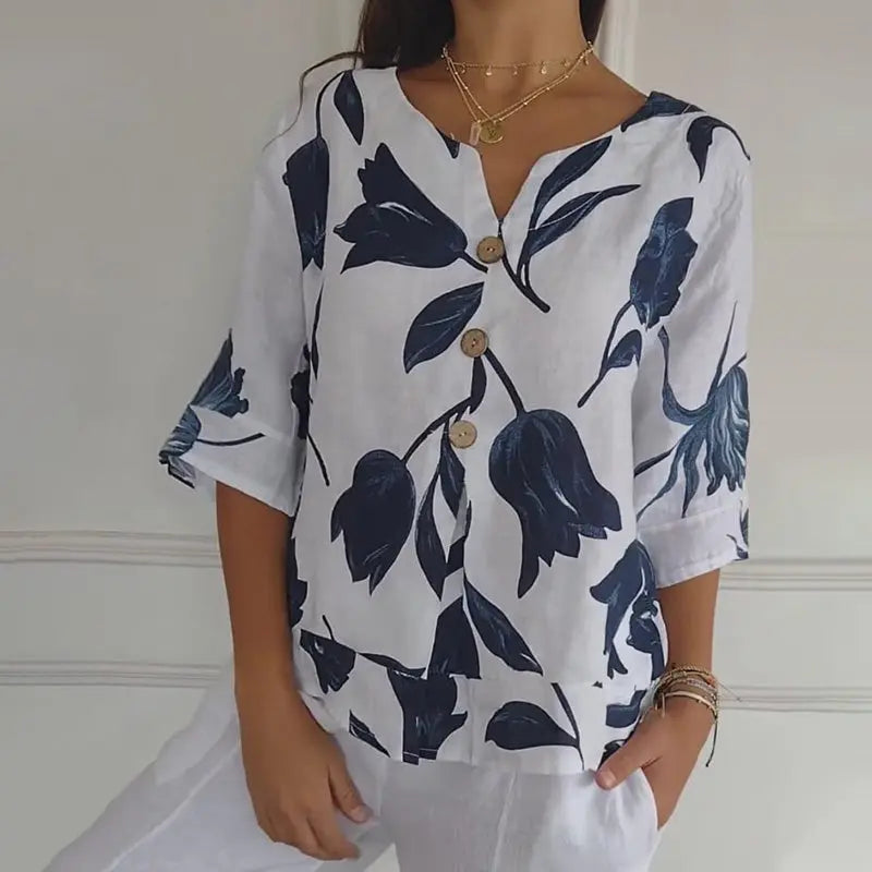 🎉New product launch💐– Women's Linen V-Neck Loose Top (51% OFF) spiyle