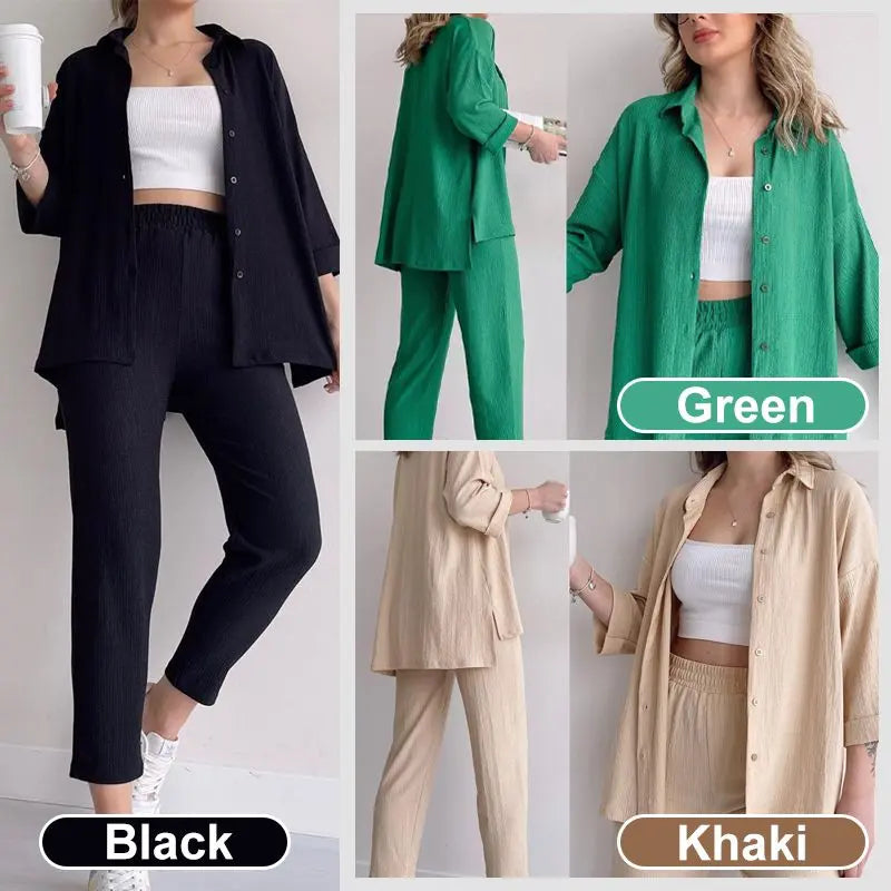 Fashion Casual Summer Shirt & Pants 2-piece Set for Women spiyle