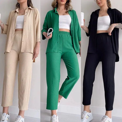 Fashion Casual Summer Shirt & Pants 2-piece Set for Women spiyle