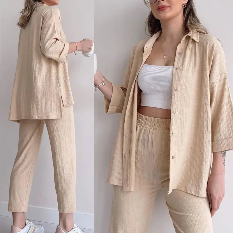 Fashion Casual Summer Shirt & Pants 2-piece Set for Women spiyle