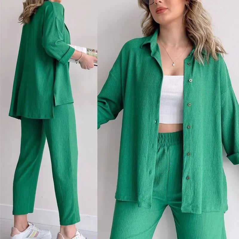 Fashion Casual Summer Shirt & Pants 2-piece Set for Women spiyle